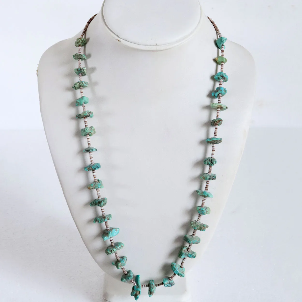 Vintage Native American Santa Domingo Natural Turquoise Heishi Necklace