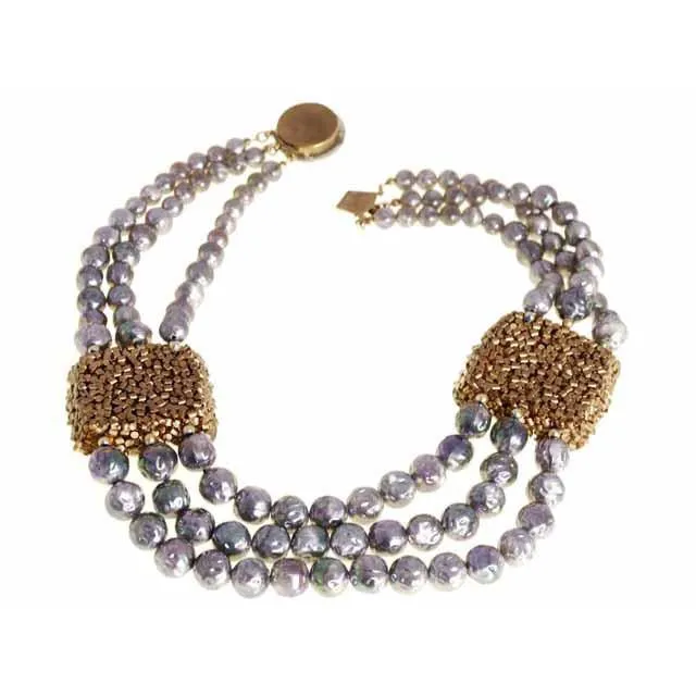 Vintage Purple Aurora Bubble 3 Strand Necklace Stunning 1960S