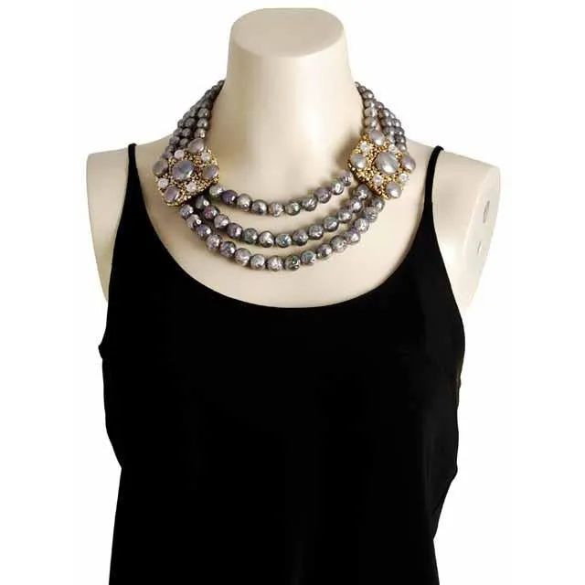 Vintage Purple Aurora Bubble 3 Strand Necklace Stunning 1960S