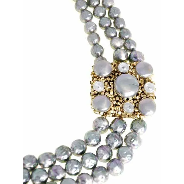 Vintage Purple Aurora Bubble 3 Strand Necklace Stunning 1960S