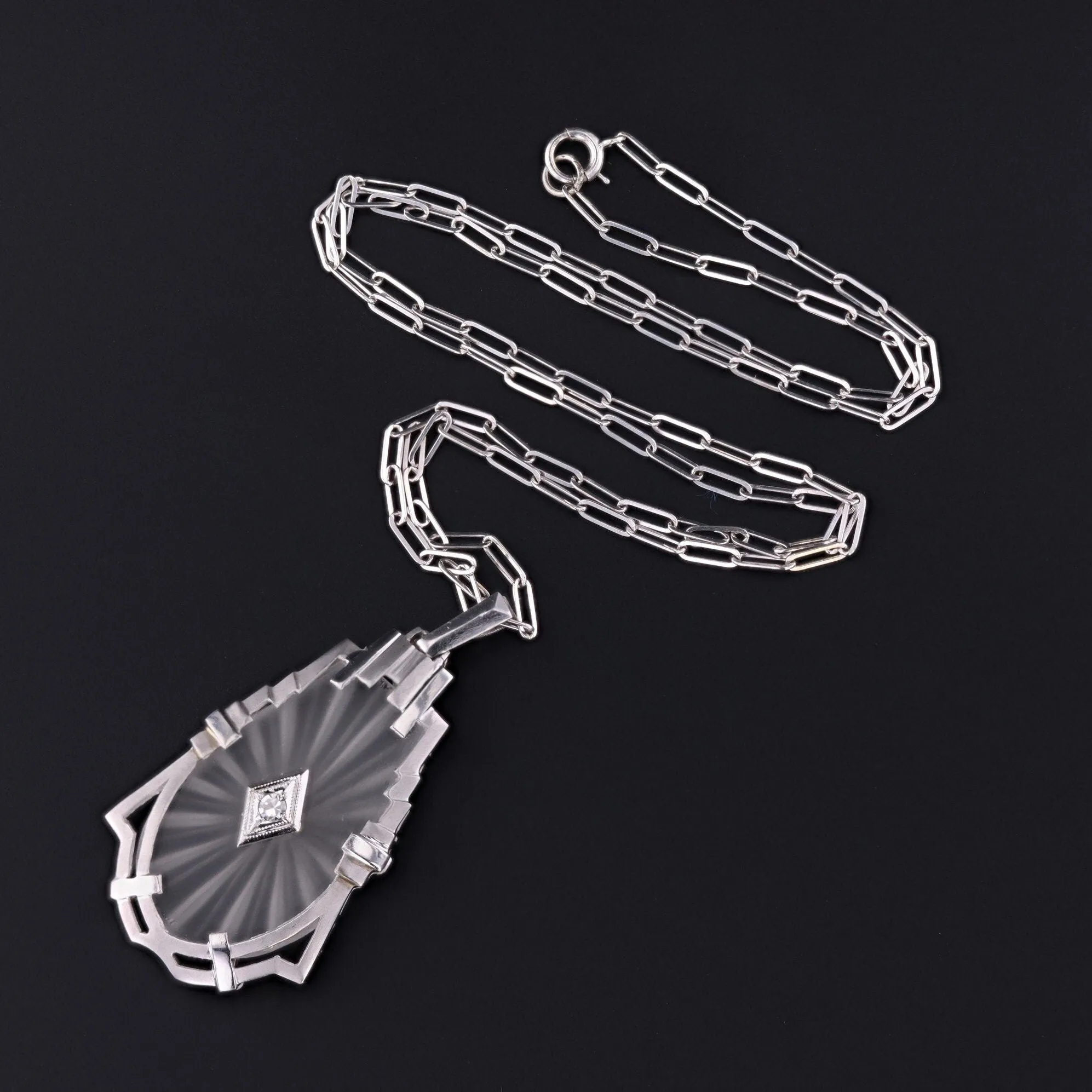 Vintage Rock Crystal & Diamond Pendant | Art Deco Pendant
