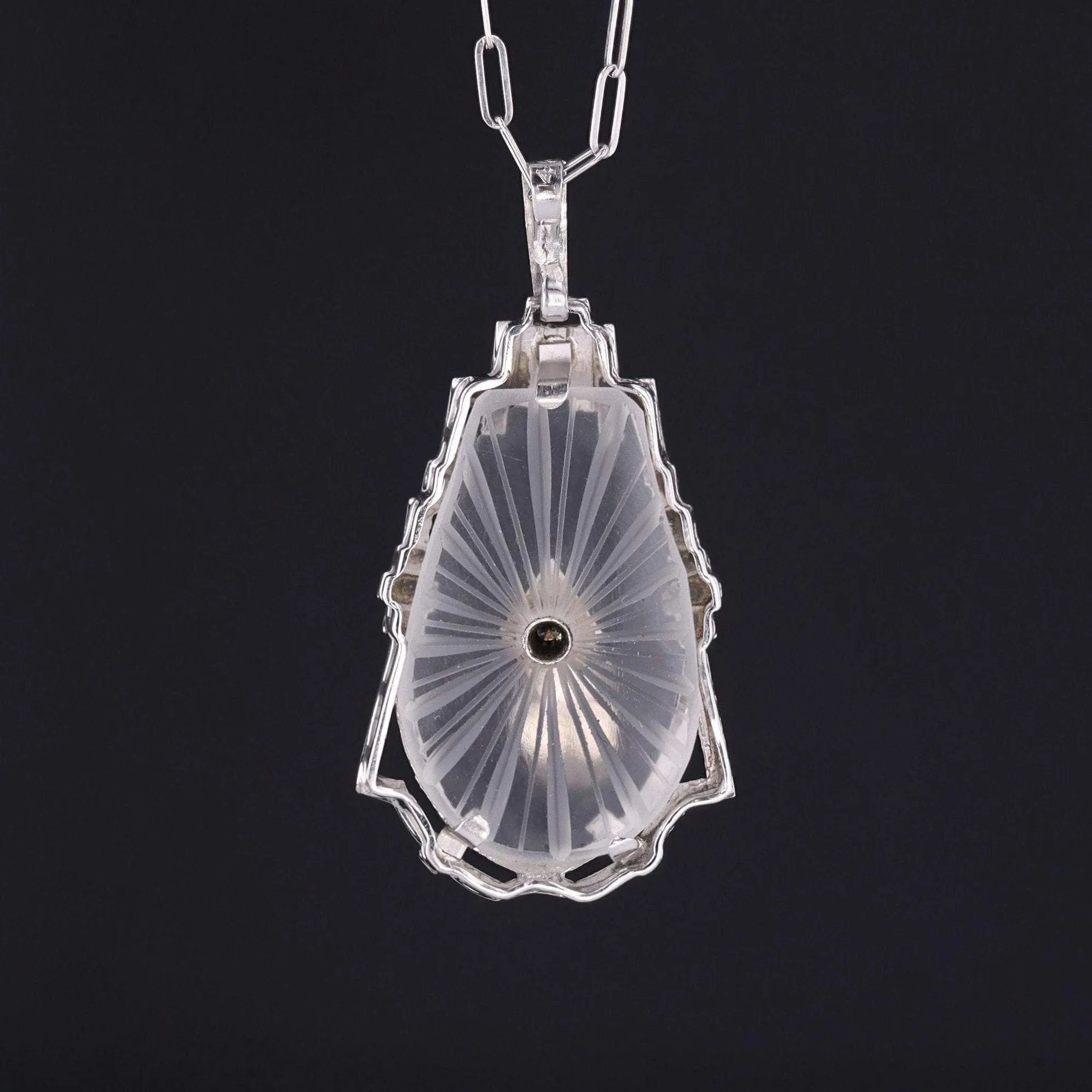Vintage Rock Crystal & Diamond Pendant | Art Deco Pendant