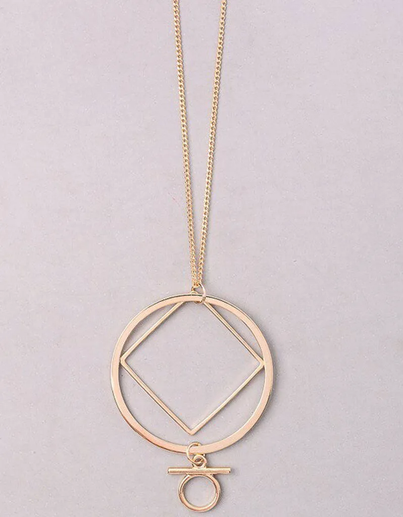 Vintage Snoot Deco Orbital Believer Necklace in Gold