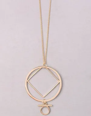 Vintage Snoot Deco Orbital Believer Necklace in Gold