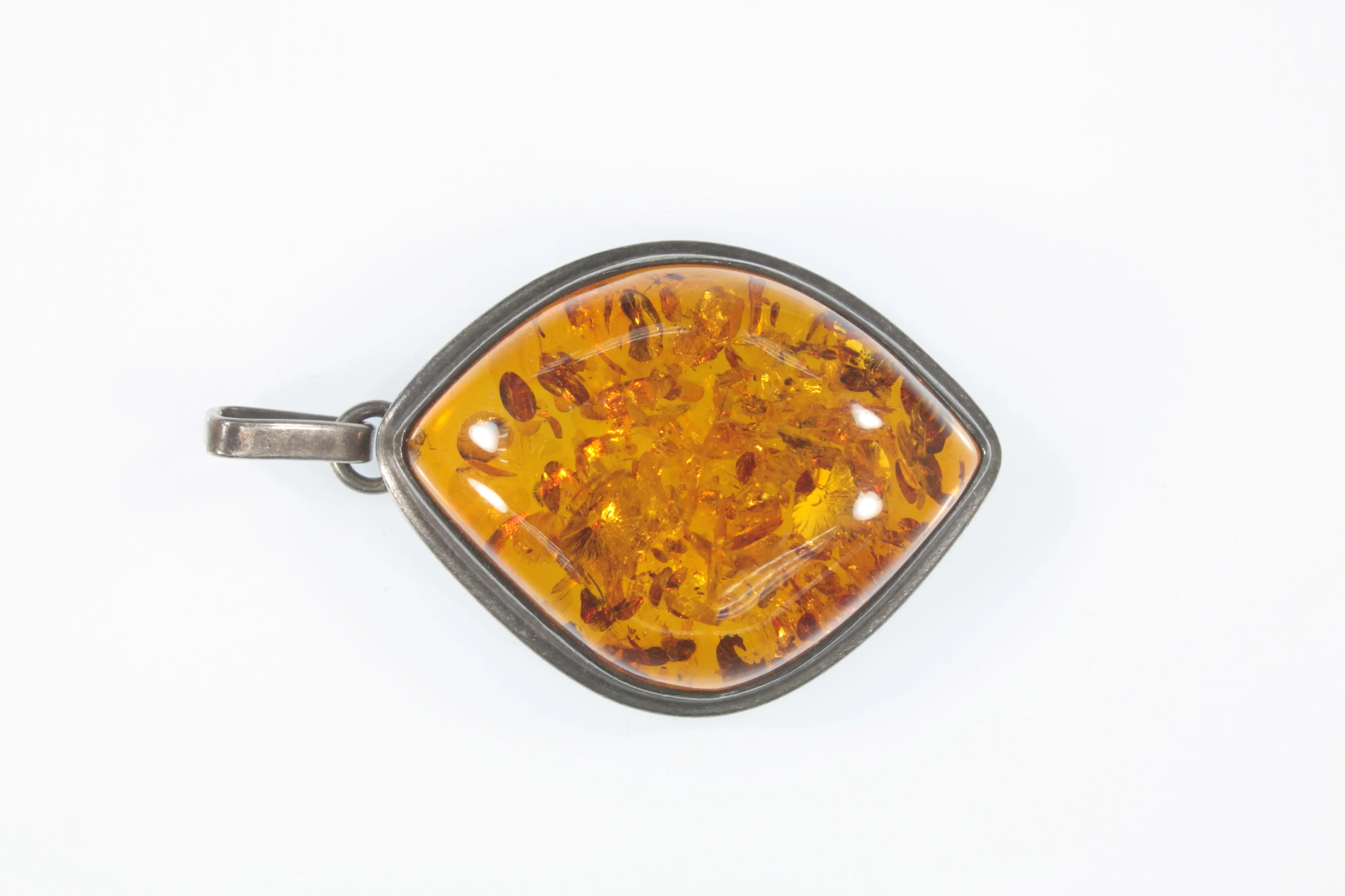 Vintage Sterling Silver Baltic Amber Pendant 12.8