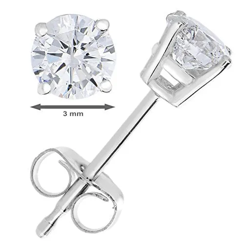 Vir Jewels 1/4 cttw Diamond Stud Earrings 14K White Gold with Push-Backs Basket Set