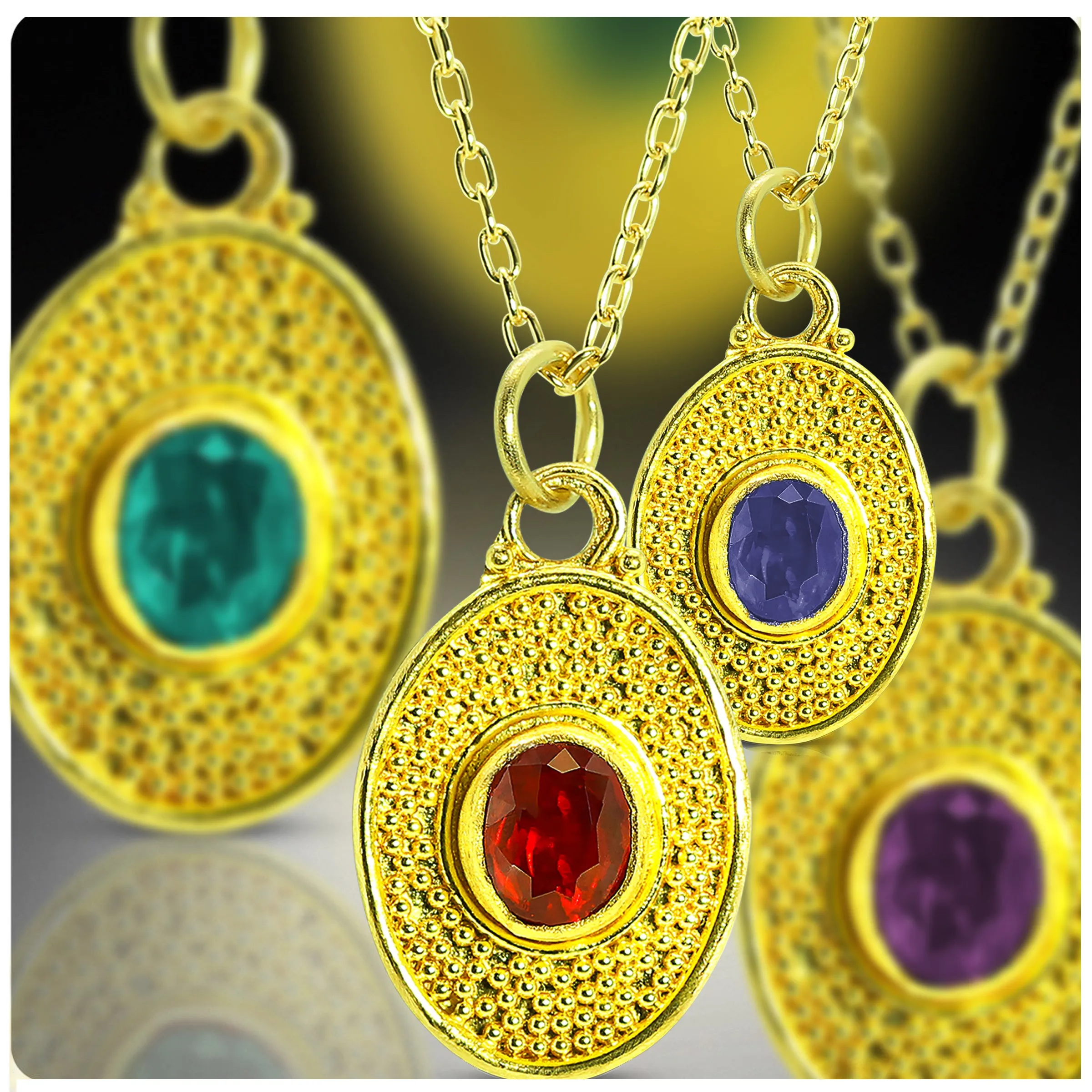 Waterfall Necklaces in 22K Granulation