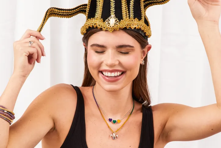 We Love Mardi Gras Pendant w/ 18''Ball Chain