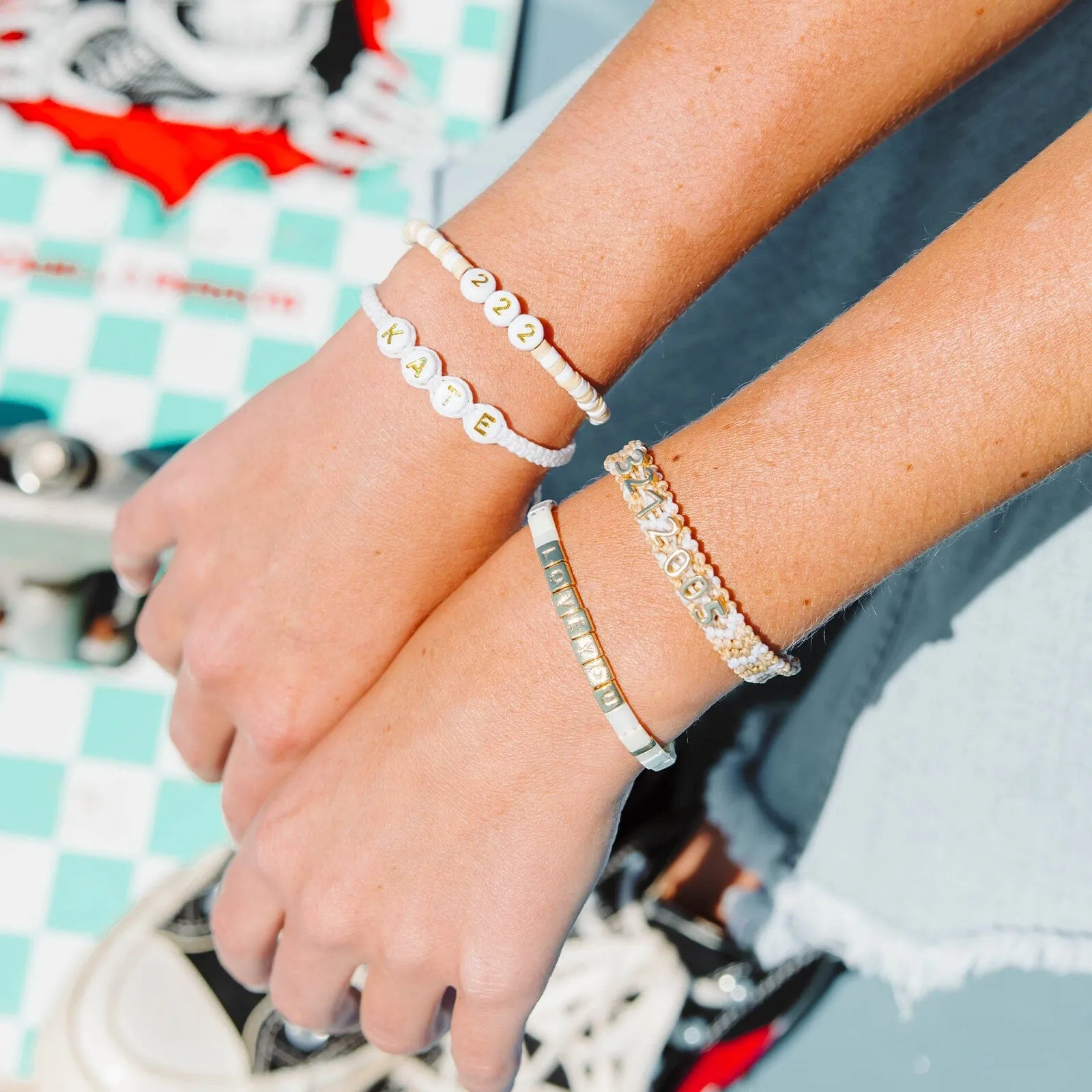 White Alphabet Bead Bracelet