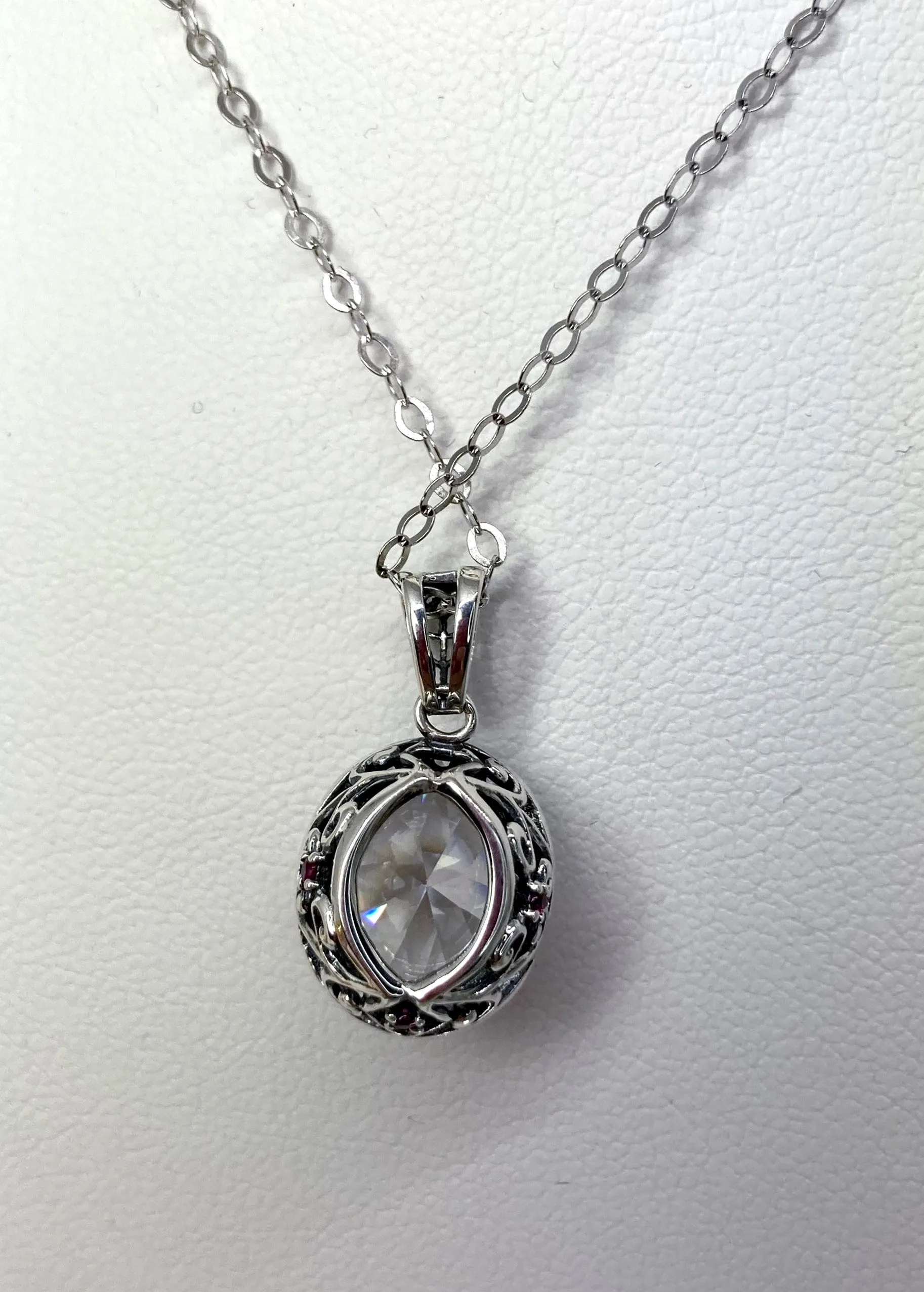 White CZ Halo Pendant, Art Deco Jewelry, P228