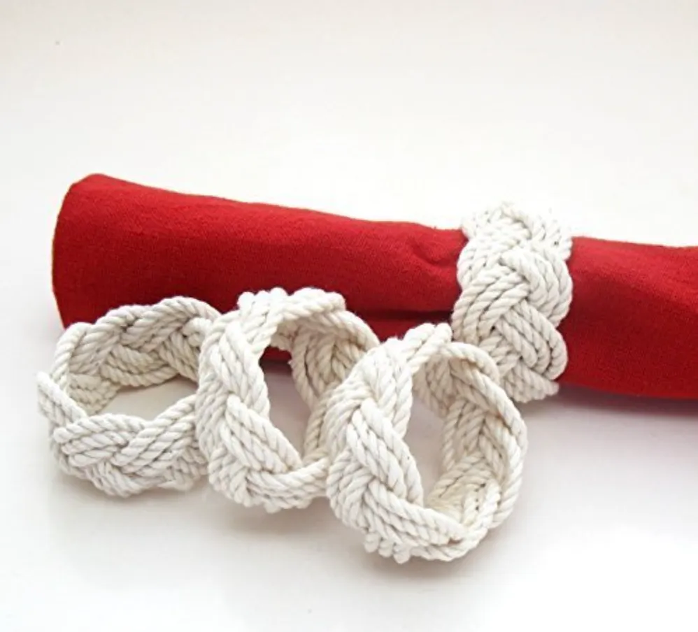 White Nautical Napkin Rings, Set of 4