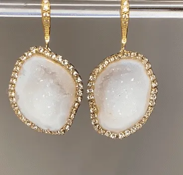 White Tabasco Geode Earrings Diamond Style