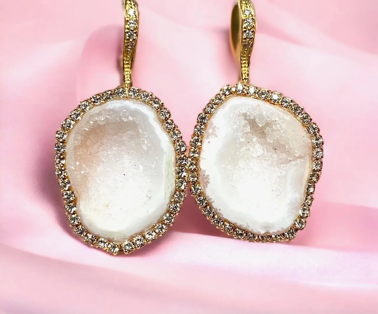 White Tabasco Geode Earrings Diamond Style
