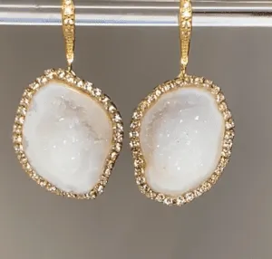 White Tabasco Geode Earrings Diamond Style