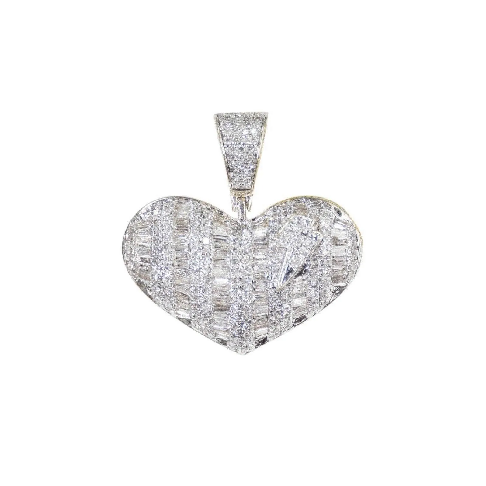 Wide Heart Baguette Pendant