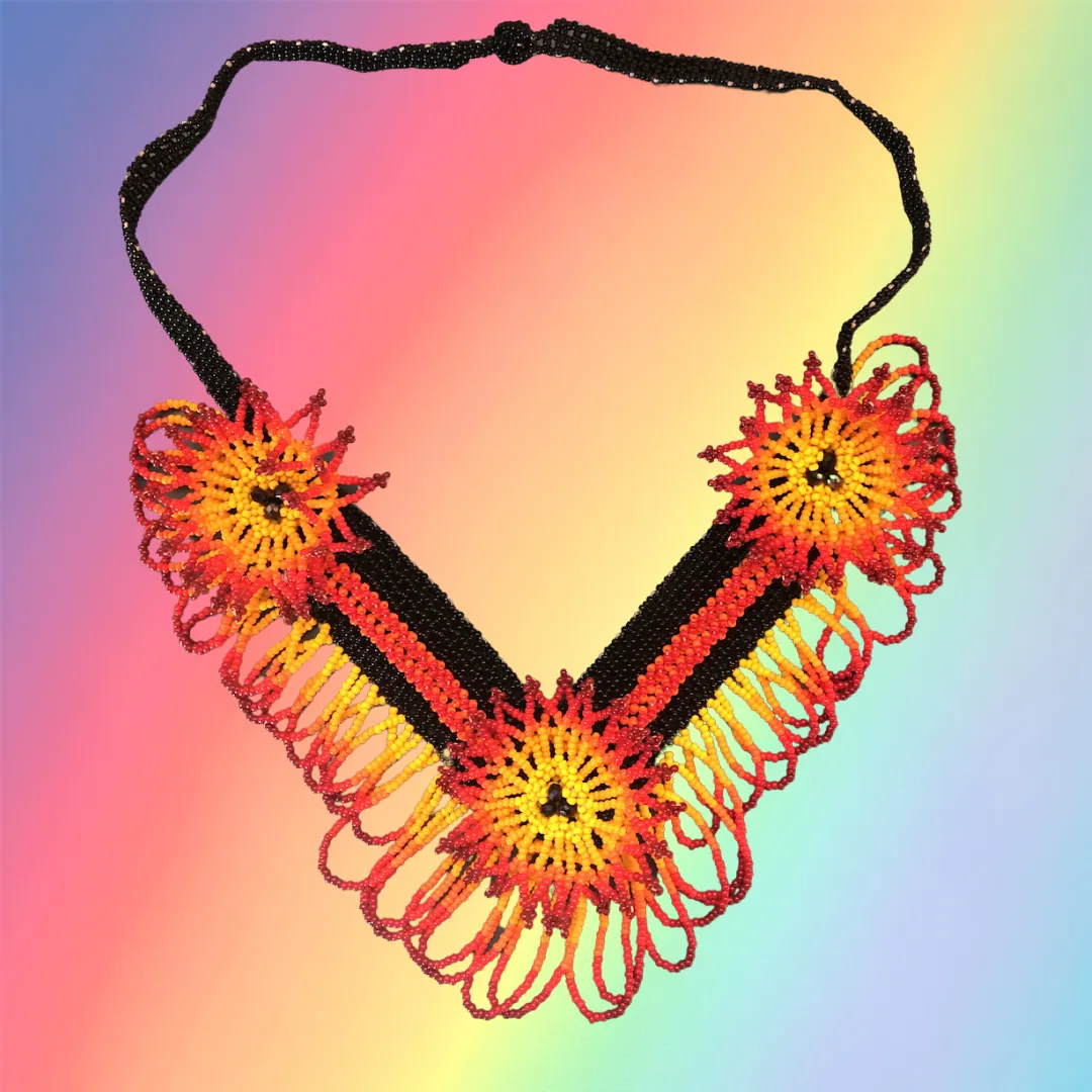 Wixrarika (Huichol) Fire of the Sun Collar Necklace