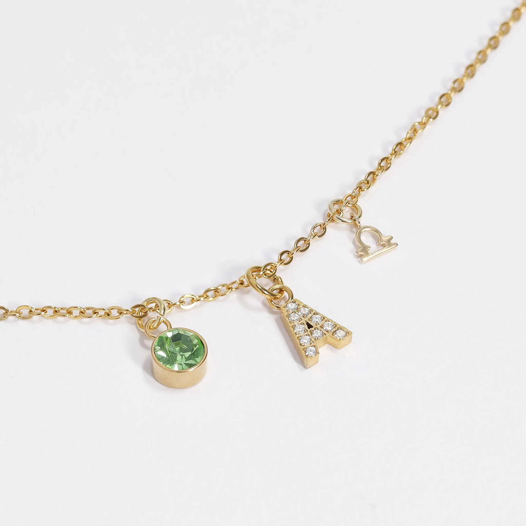 WJW - 18K Gold PVD Cubic Zirconia Birthstone Charm