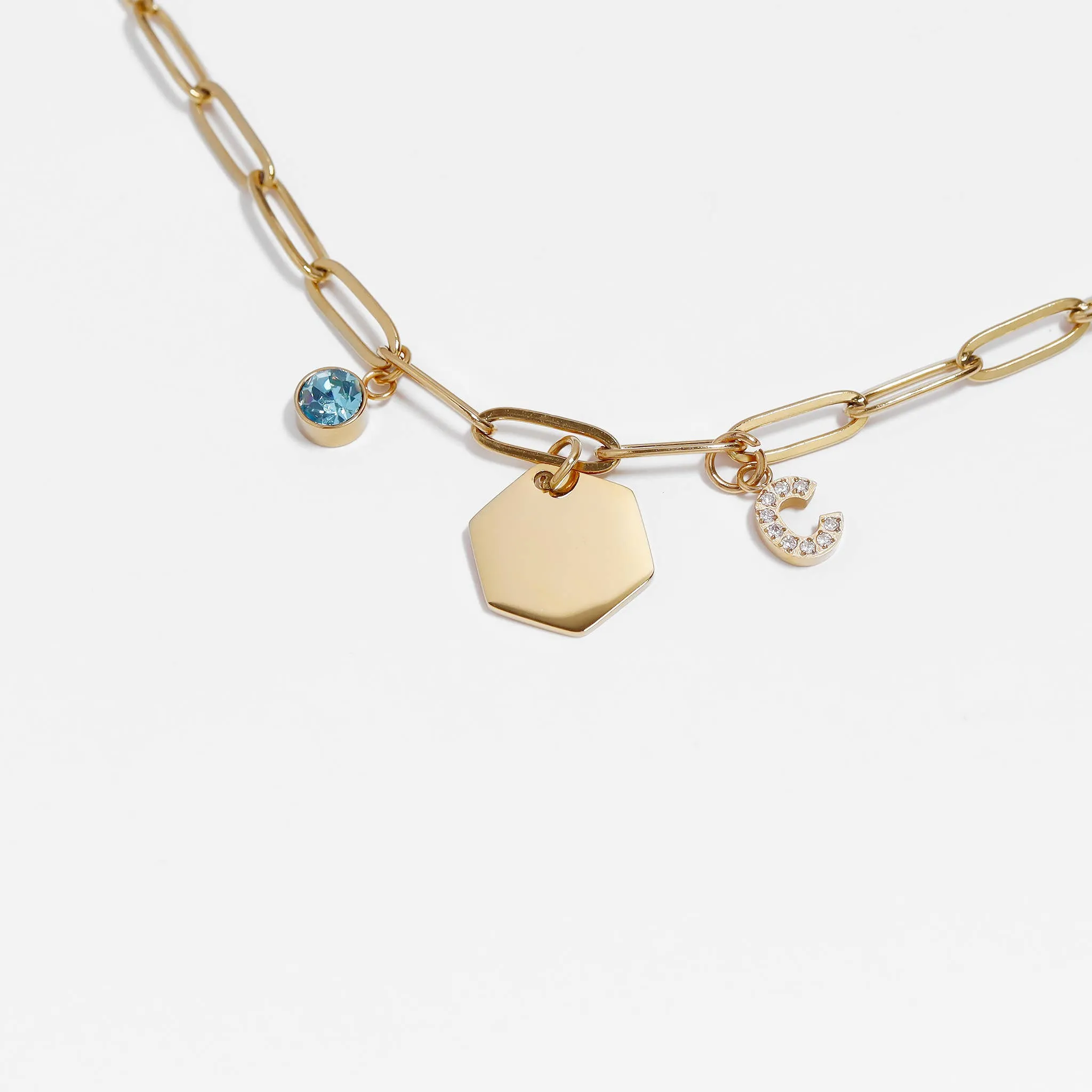 WJW - 18K Gold PVD Cubic Zirconia Birthstone Charm