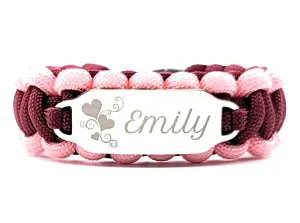 Women's 550 Paracord Bracelet with Custom Engraved Name on Stainless Steel ID Tag