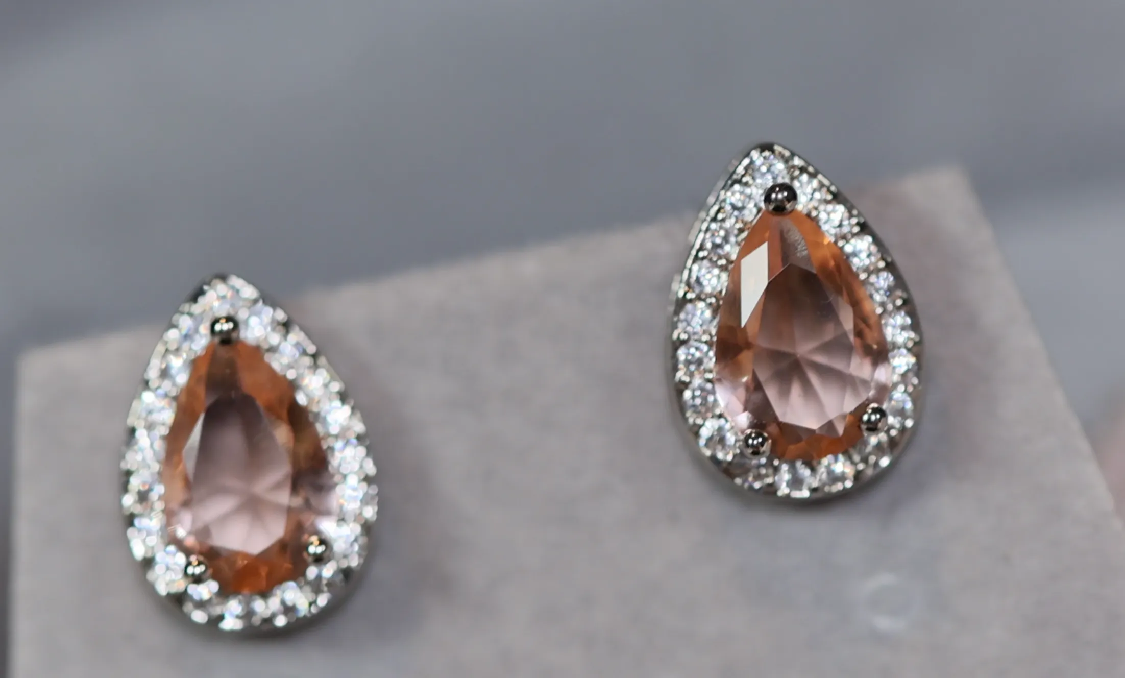 Womens Ear Studs | Champagne Diamond Earrings | Teardrop Earrings | Diamond Earrings | Teardrop Ear Studs | Womens Diamond Ear Studs