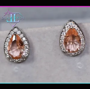 Womens Ear Studs | Champagne Diamond Earrings | Teardrop Earrings | Diamond Earrings | Teardrop Ear Studs | Womens Diamond Ear Studs
