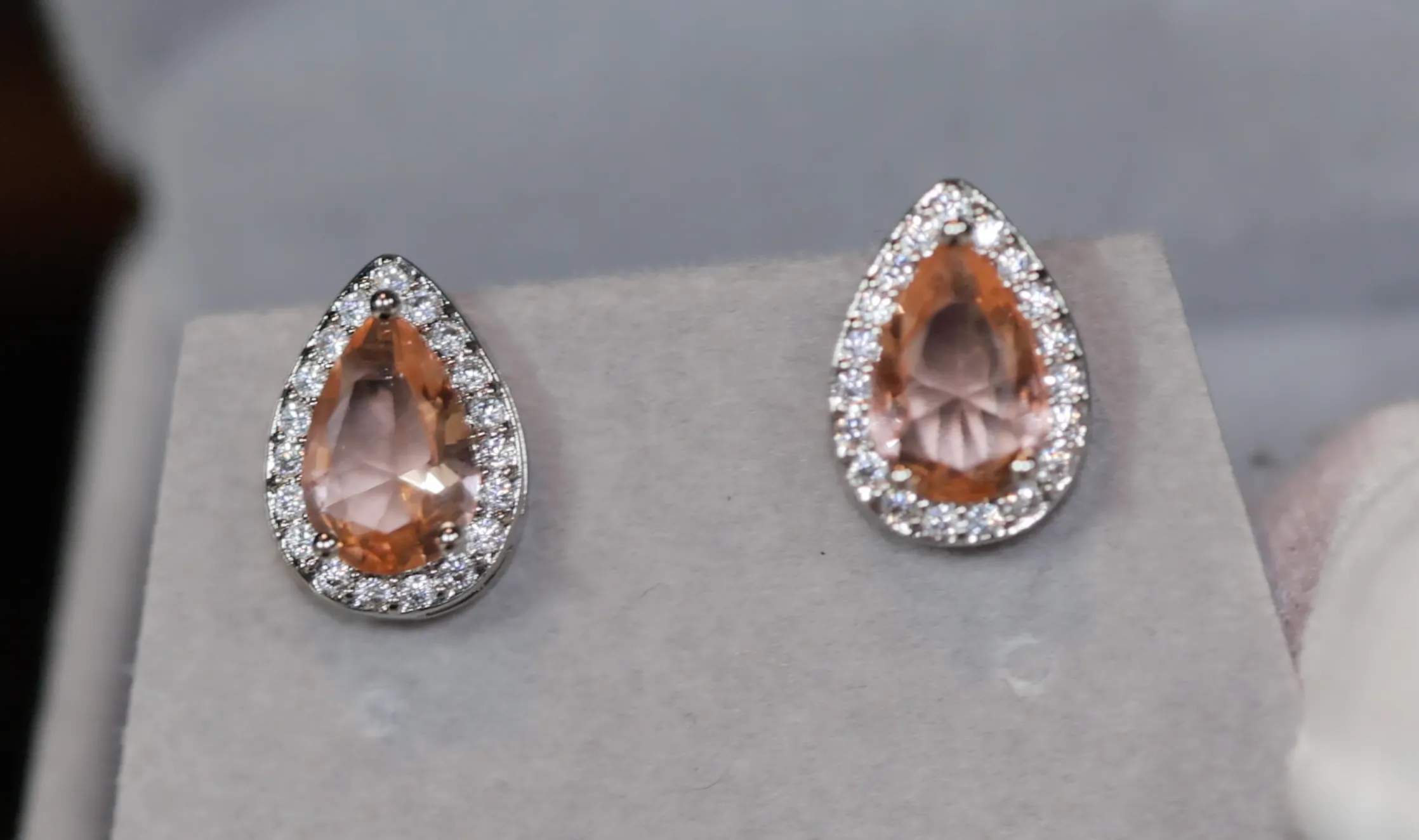 Womens Ear Studs | Champagne Diamond Earrings | Teardrop Earrings | Diamond Earrings | Teardrop Ear Studs | Womens Diamond Ear Studs