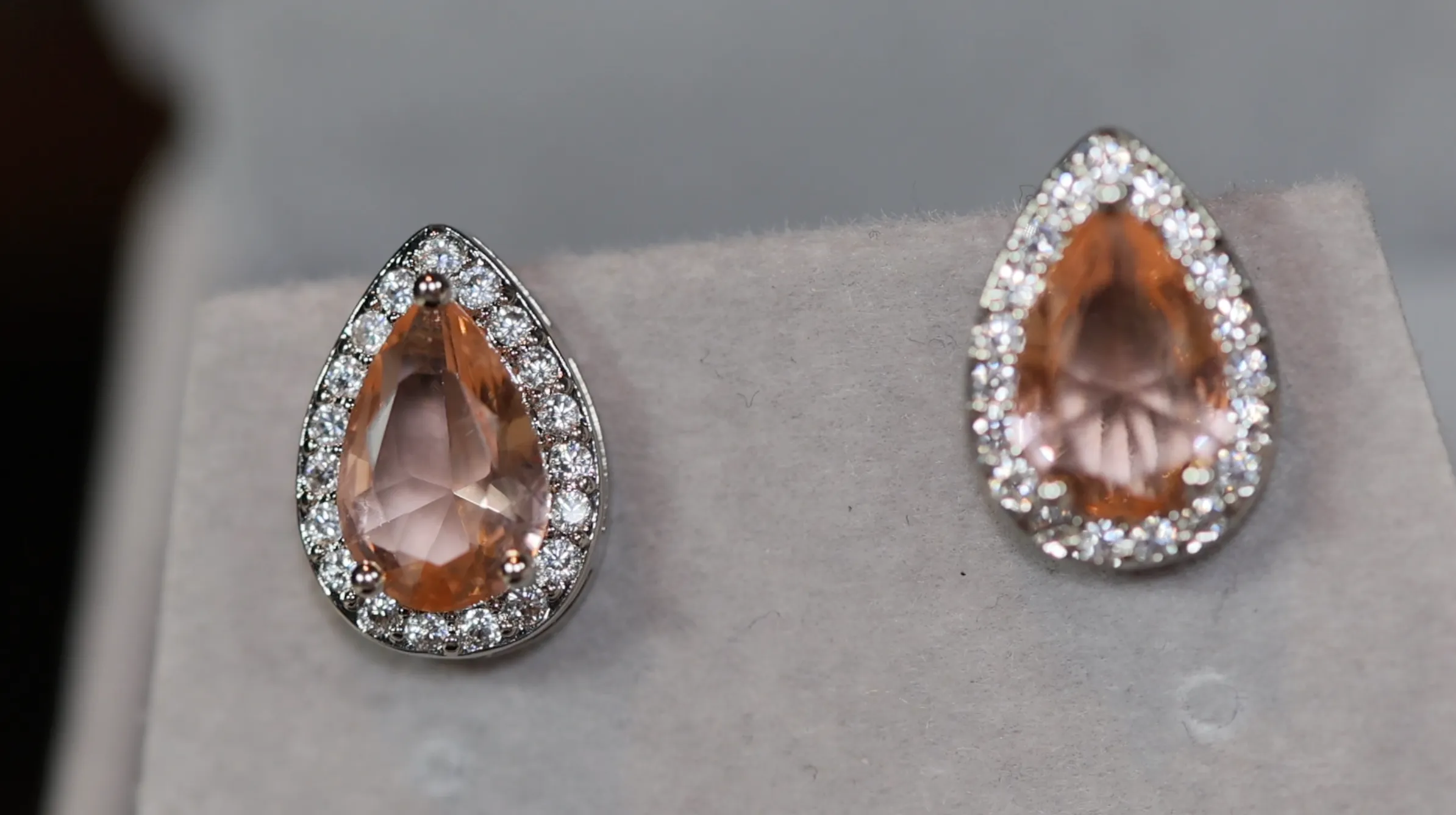 Womens Ear Studs | Champagne Diamond Earrings | Teardrop Earrings | Diamond Earrings | Teardrop Ear Studs | Womens Diamond Ear Studs