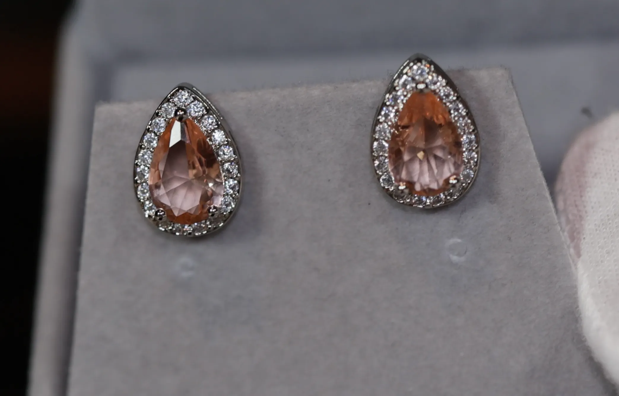 Womens Ear Studs | Champagne Diamond Earrings | Teardrop Earrings | Diamond Earrings | Teardrop Ear Studs | Womens Diamond Ear Studs