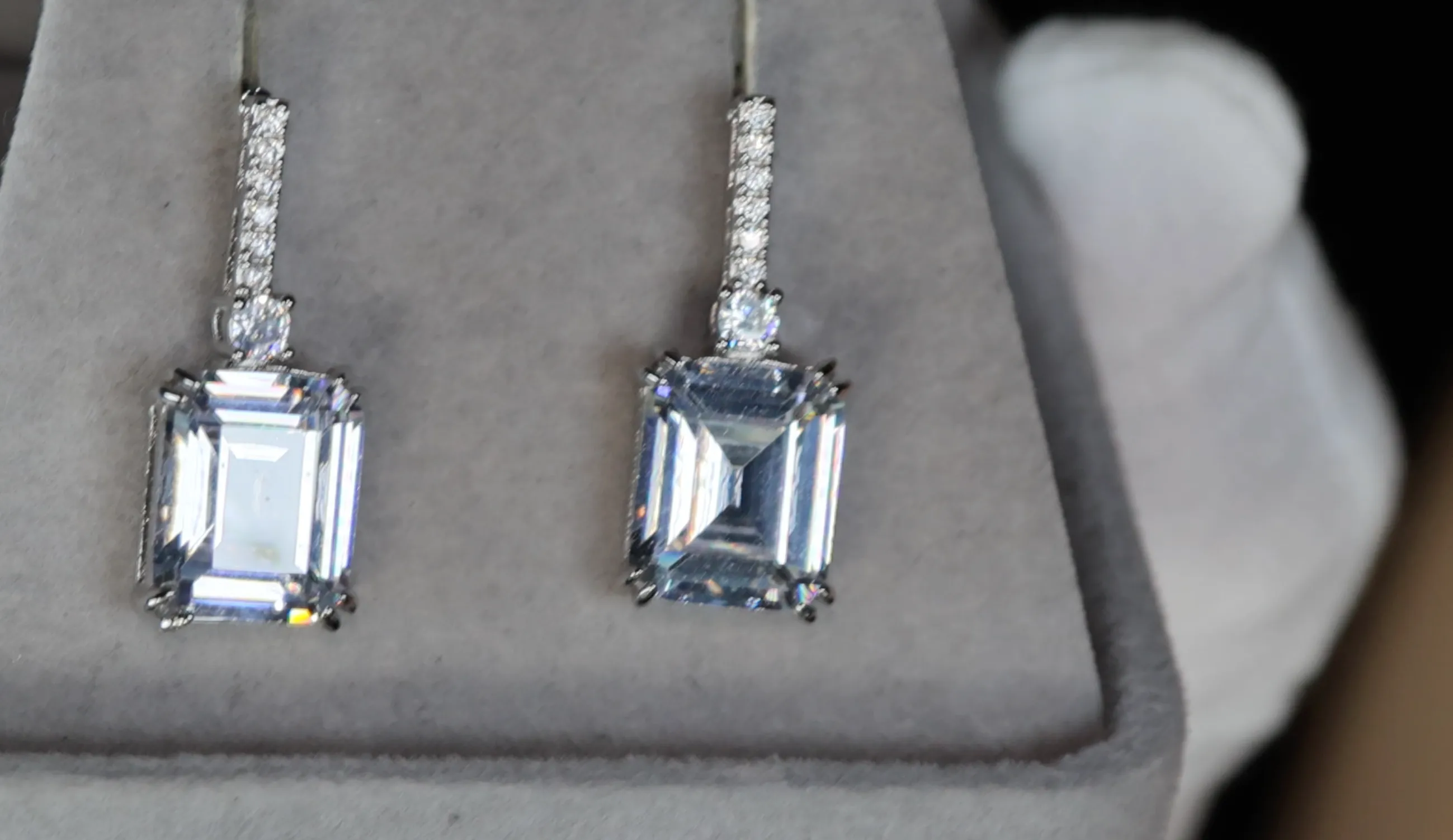Womens Emerald Cut Diamond Earrings | Womens Diamond Earrings