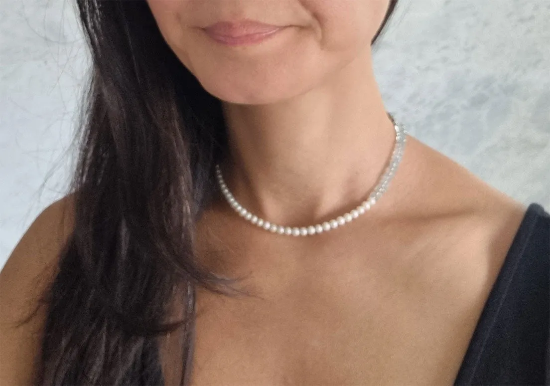 wonder of wonders | Art Deco rhinestone clasp pearl necklace