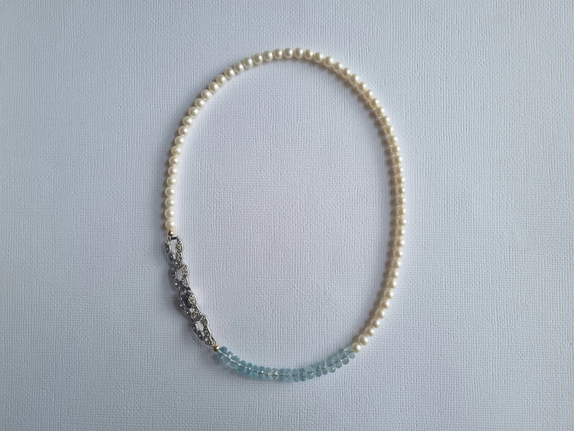 wonder of wonders | Art Deco rhinestone clasp pearl necklace