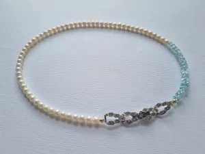 wonder of wonders | Art Deco rhinestone clasp pearl necklace