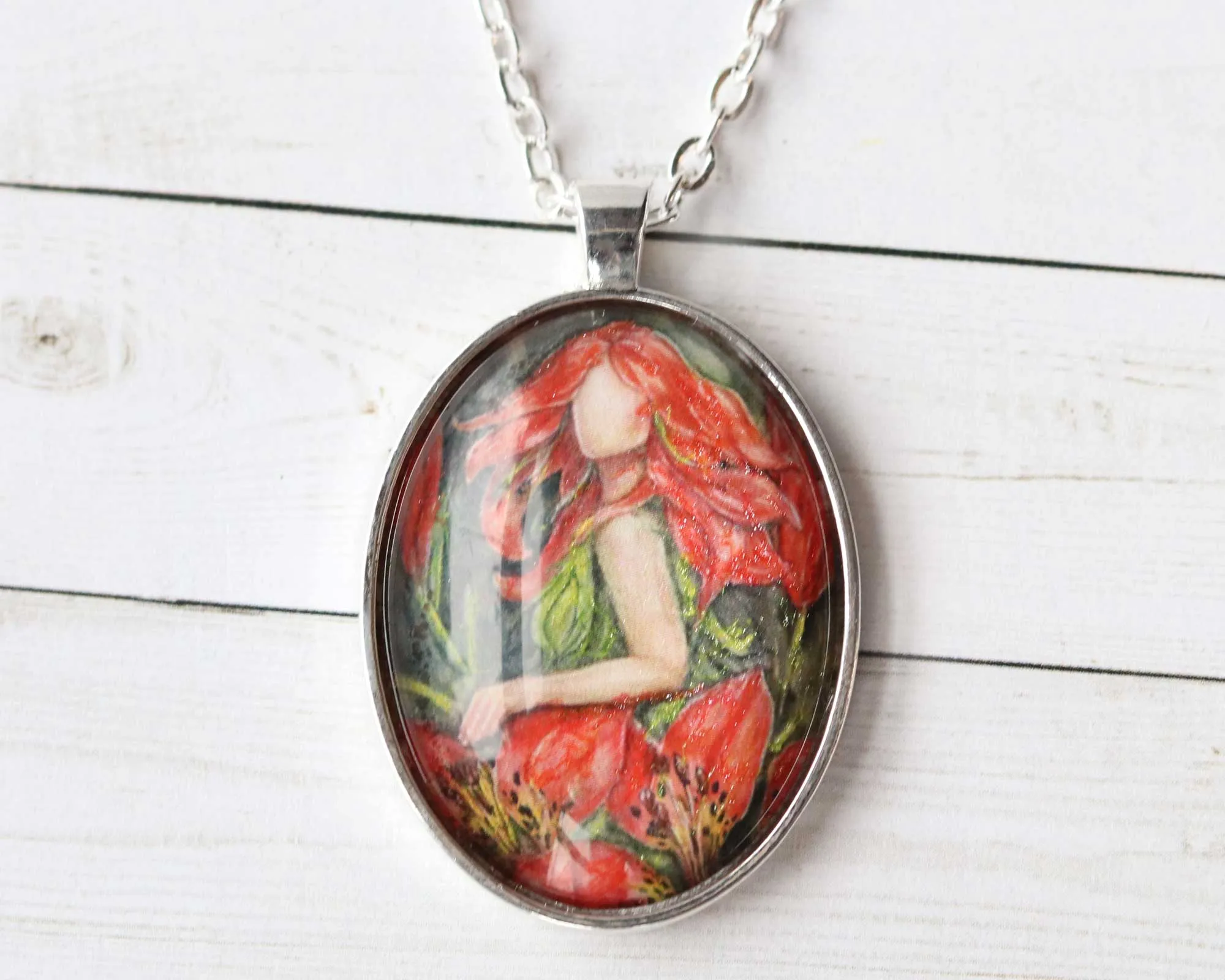 Wood Lily Goddess Necklace