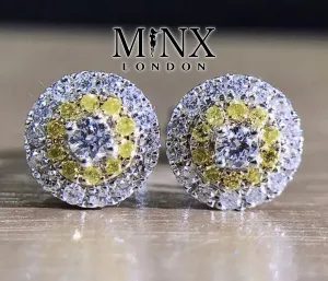 Yellow Diamond Earrings | Womens Ear Studs | Iced Out Ear Studs | Yellow Diamond Ear Studs | Diamond Ear Studs | Mens Hip Hop Ear Studs