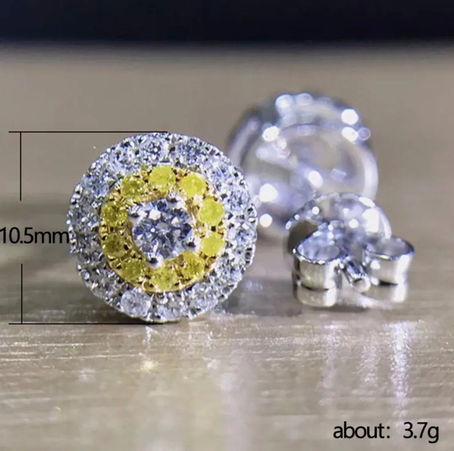 Yellow Diamond Earrings | Womens Ear Studs | Iced Out Ear Studs | Yellow Diamond Ear Studs | Diamond Ear Studs | Mens Hip Hop Ear Studs
