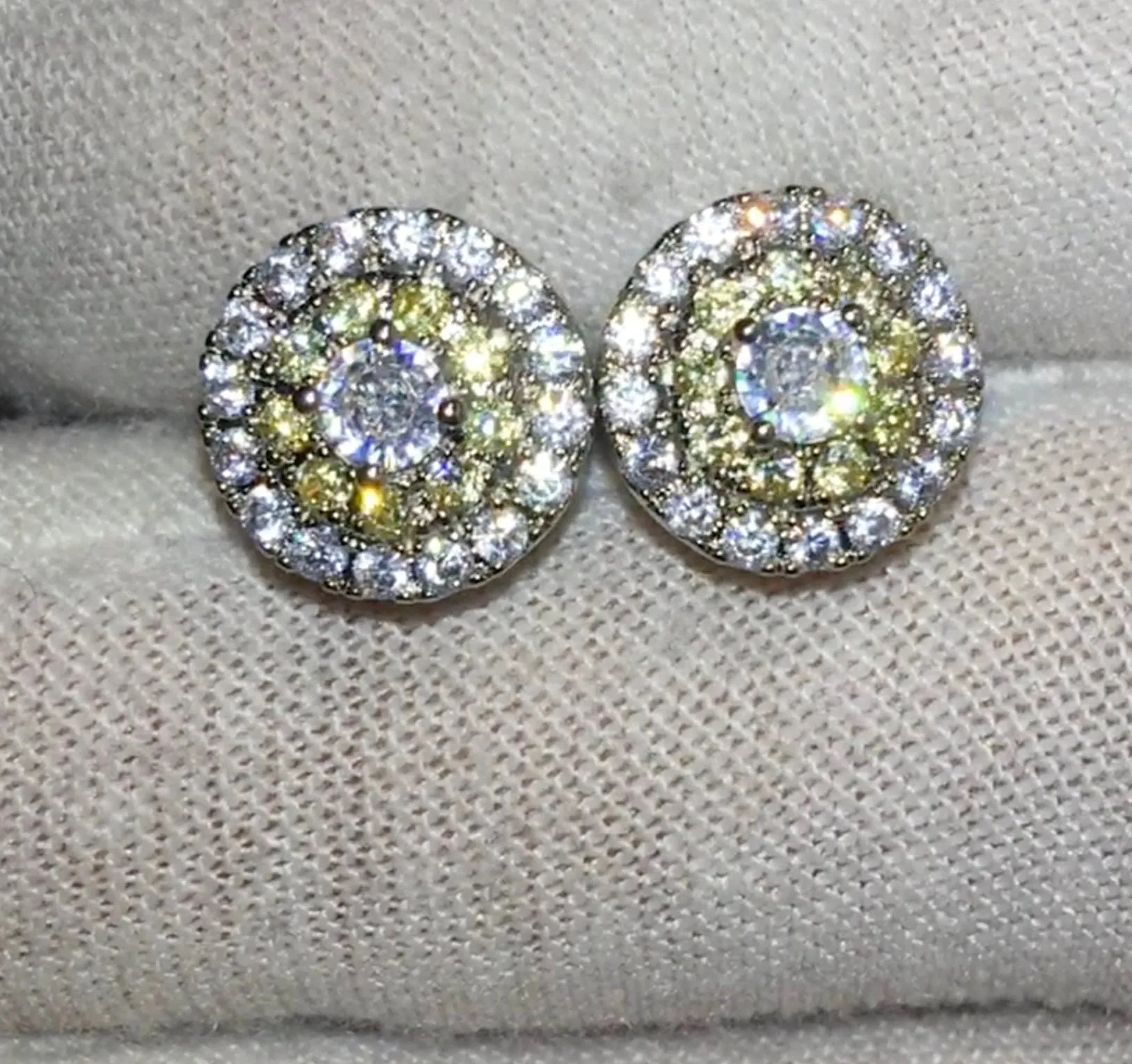 Yellow Diamond Earrings | Womens Ear Studs | Iced Out Ear Studs | Yellow Diamond Ear Studs | Diamond Ear Studs | Mens Hip Hop Ear Studs