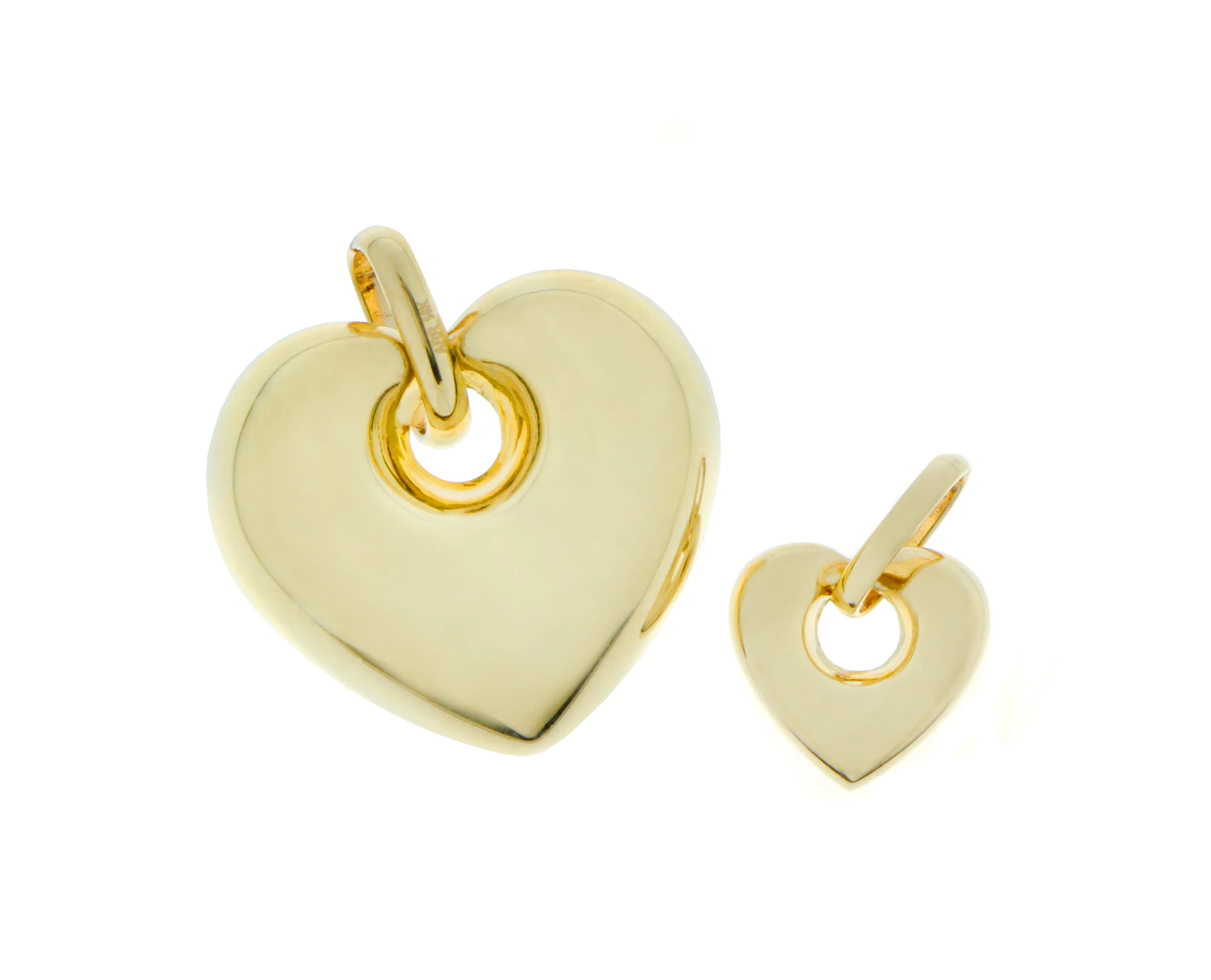Yellow gold heart pendants