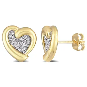 Yellow Plated Sterling Silver Heart Stud Earrings