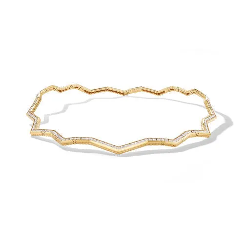 Zig Zag Stax Necklace in 18K Yellow Gold with Diamonds, 5mm