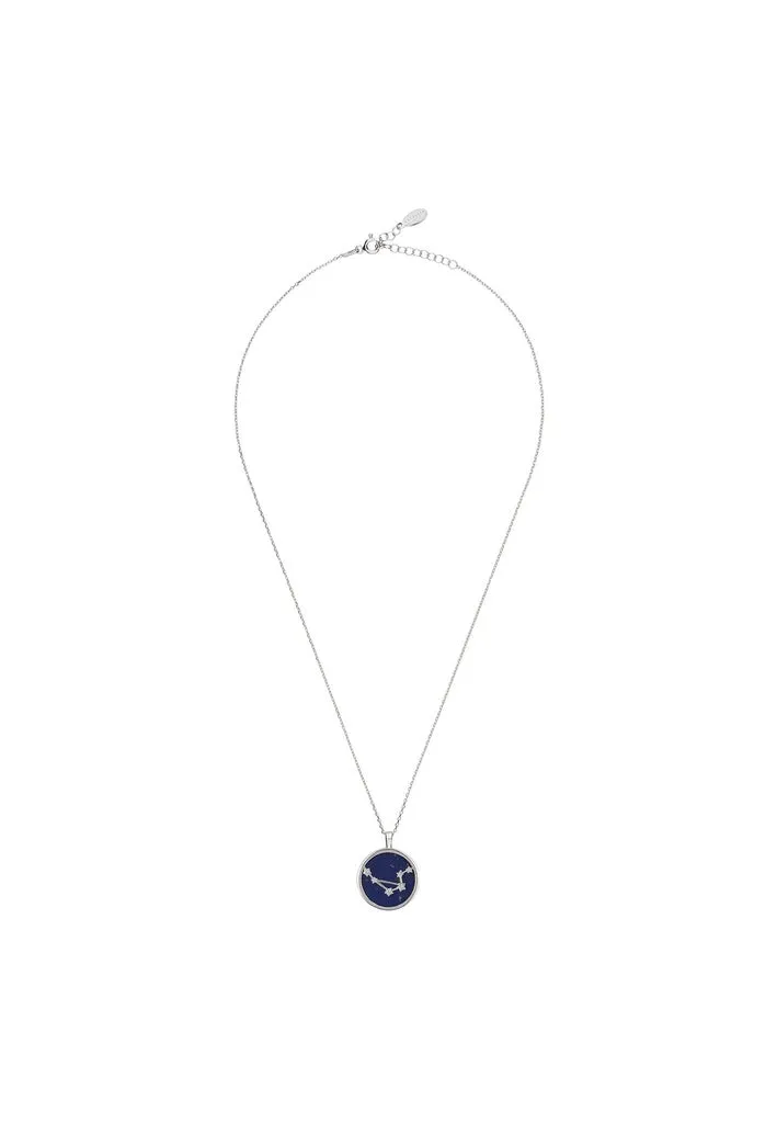 Zodiac Lapis Lazuli Gemstone Star Constellation Pendant Necklace Silver Libra