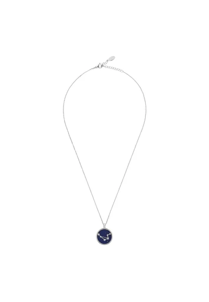 Zodiac Lapis Lazuli Gemstone Star Constellation Pendant Necklace Silver Libra