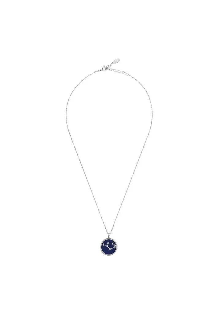 Zodiac Lapis Lazuli Gemstone Star Constellation Pendant Necklace Silver Sagittarius