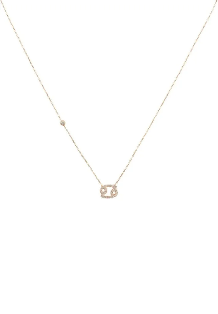 Zodiac Star Sign Pendant Necklace Rose Gold Cancer