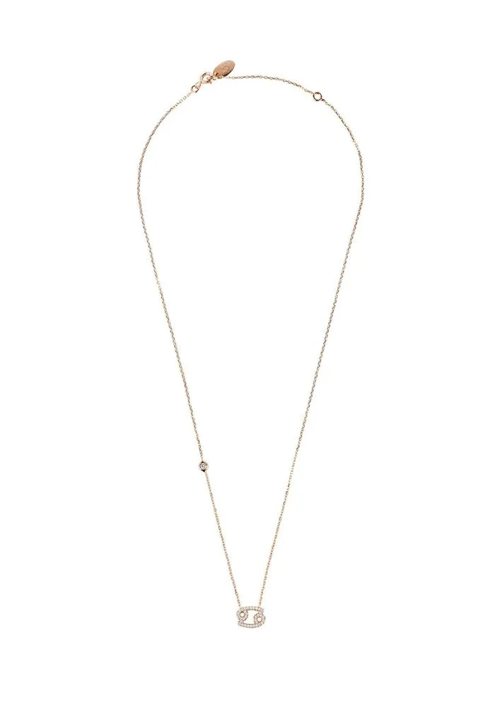 Zodiac Star Sign Pendant Necklace Rose Gold Cancer